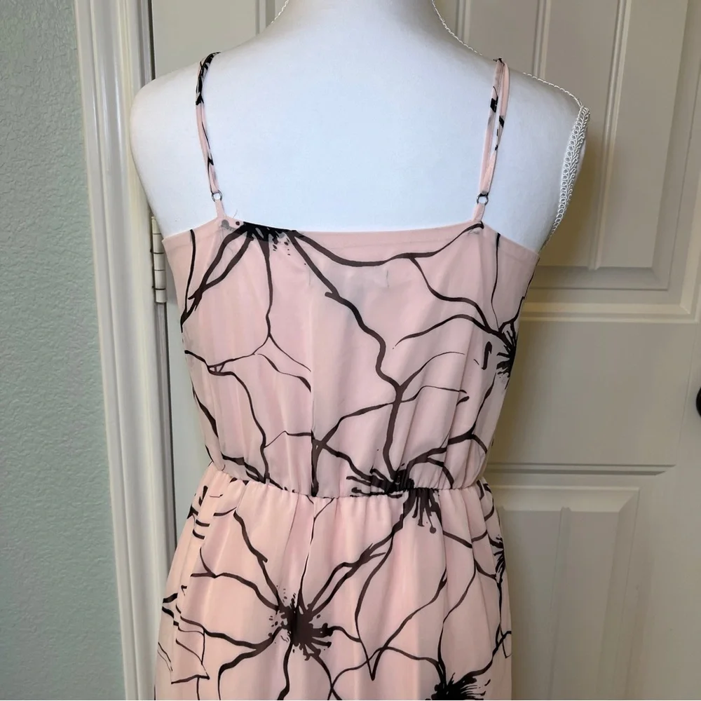 Banana Republic Baby Pink and Black Flowy Floral‎ Maxi Dress Size 4 - Picture 8 of 16